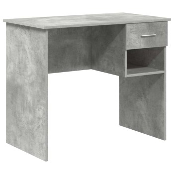 Asztal fiókkal polcokkal beton szürke 90 x 49 x 75 cm faanyag