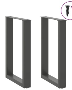2 db antracitszürke, u alakú acél étkezőasztal láb 50 x (72-73) cm