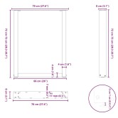 2 db u alakú étkezőasztal láb fehér 70 x (72-73) cm acél étkezőasztal láb