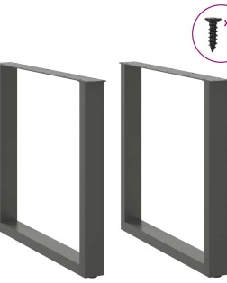 2 db antracitszürke, u alakú acél étkezőasztal láb 80 x (72-73) cm