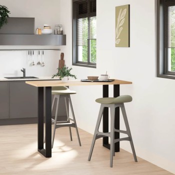 2 db fekete u-alakú acél bárasztalláb 50 x (100-101) cm