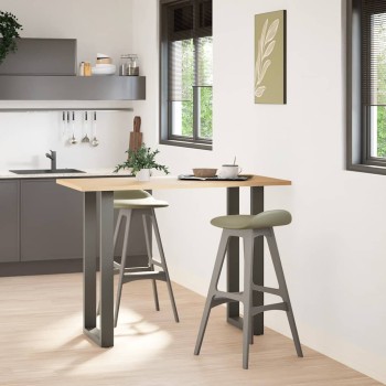 2 db antracitszürke u-alakú acél bárasztalláb 50x(100-101) cm