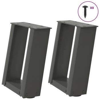 2 db antracitszürke, u alakú acél dohányzóasztal láb 30x(30-31) cm