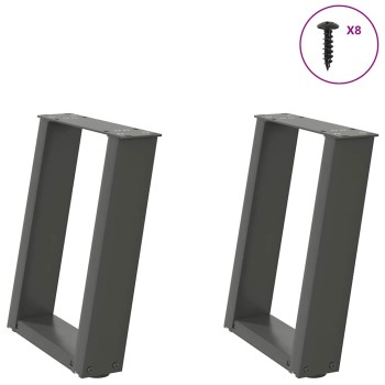 2 db antracitszürke u-alakú dohányzóasztal láb 28x(42-43) cm acél