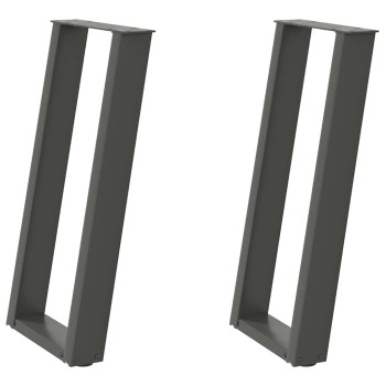 2 db antracitszürke u-alakú acél konzolasztal láb 28x(72-73) cm