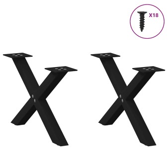 2 db fekete, x alakú acél dohányzóasztal láb 50 x (30-31) cm