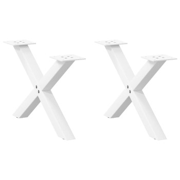 2 db fehér, x alakú acél dohányzóasztal láb 60 x (30-31) cm
