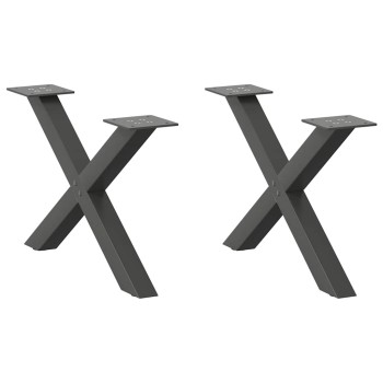 2 db antracitszürke x-alakú acél dohányzóasztal láb 60x(30-31) cm