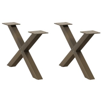 2 db x alakú natúr acél dohányzóasztal láb 60 x (30-31) cm