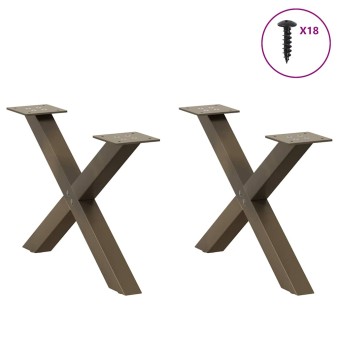 2 db x alakú natúr acél dohányzóasztal láb 60 x (30-31) cm