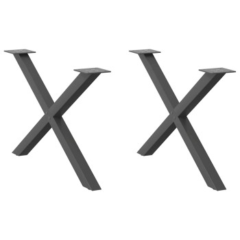2 db antracitszürke x-alakú acél dohányzóasztal láb 70 x (42-43) cm