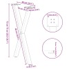 2 db x alakú étkezőasztal láb fekete acél 50 x (72-73) cm