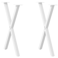 2 db fehér acél étkezőasztal lábak x-alakú 50x(72-73) cm