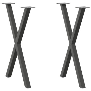 2 db antracitszürke x-alakú acél étkezőasztalláb 50x(72-73) cm