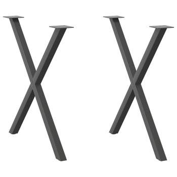 2 db antracitszürke x-alakú acél étkezőasztal láb 70x(72-73) cm