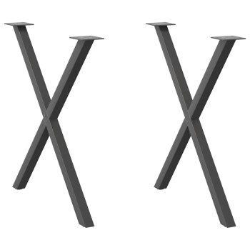 2 db antracitszürke x alakú acél étkezőasztal láb 80x(72-73) cm