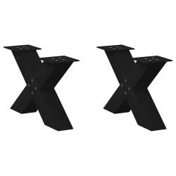 2 db fekete acél dohányzóasztal lábak x-alakú 50x(30-31) cm