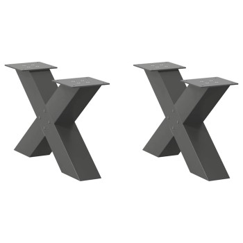2 db antracitszürke x-alakú acél dohányzóasztal láb 50x(30-31) cm