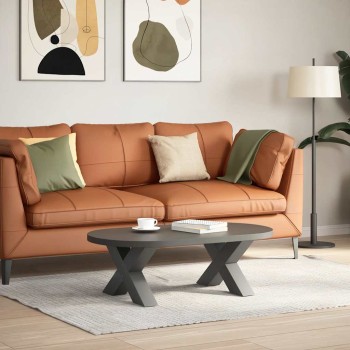 2 db antracitszürke x-alakú acél dohányzóasztal láb 50x(30-31) cm