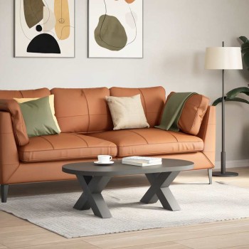 2 db antracitszürke x-alakú acél dohányzóasztal láb 60x(30-31) cm