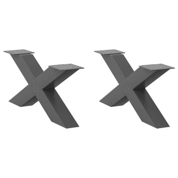 2 db antracitszürke x-alakú acél dohányzóasztal láb 70x(30-31) cm