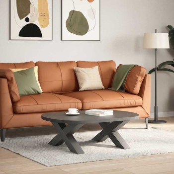 2 db antracitszürke x-alakú acél dohányzóasztal láb 70x(30-31) cm