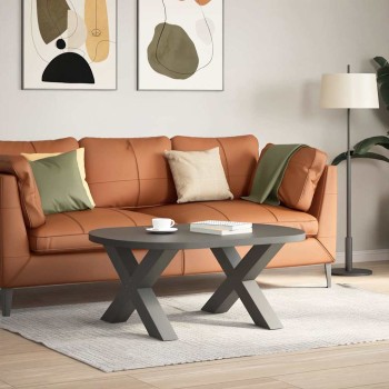 2 db antracitszürke x-alakú acél dohányzóasztal láb 70 x (42-43) cm