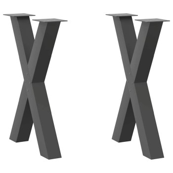 2 db antracitszürke x-alakú acél étkezőasztalláb 60x(72-73) cm