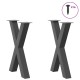 2 db antracit acél étkezőasztal lábak x-alakú 60x(72-73) cm