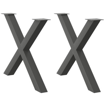 2 db antracitszürke x alakú acél étkezőasztal láb 90 x (72-73) cm
