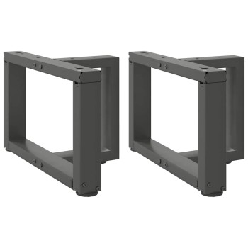 2 db antracitszürke, t-alakú acél dohányzóasztal láb 50x25x(30-31) cm