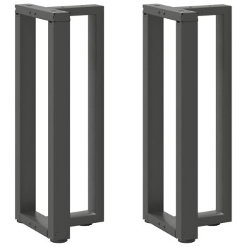 2 db antracitszürke t-alakú acél konzolasztal láb 25x28x(72-73) cm