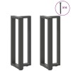 2 db antracitszürke t-alakú acél konzolasztal láb 38x25x(72-73) cm
