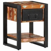 Éjjeli szekrény többszínű 35x34x45 cm tömör fa újrahasznosított