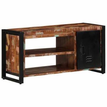 Cipőpad sokszínű 100 x 40 x 50 cm tömör újrahasznosított fa
