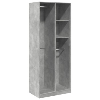 Betonszürke szerelt fa ruhásszekrény 80 x 50 x 200 cm