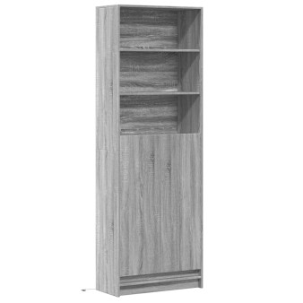 Szürke sonoma szerelt fa magasszekrény led-ekkel 69x32,5x200 cm