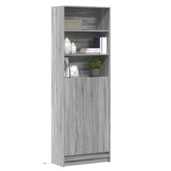 Szürke sonoma szerelt fa magasszekrény led-ekkel 69x32,5x200 cm