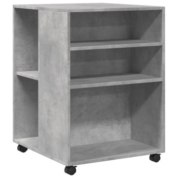 Betonszürke szerelt fa kisasztal kerekekkel 55 x 60 x 78 cm