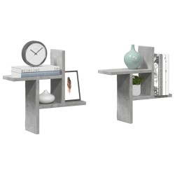 2 db betonszürke szerelt fa fali polc 38 x 12 x 38 cm