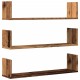 3 db antik fa színű szerelt fa fali polc 80 x 18 x 18 cm