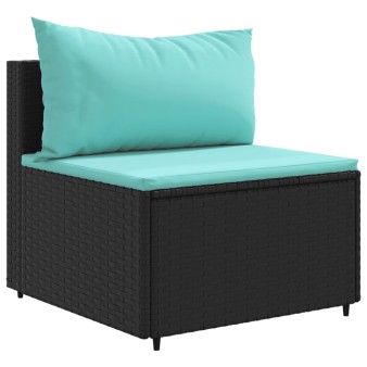 5 részes fekete polyrattan kerti ülőgarnitúra párnákkal