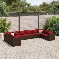 10 részes barna polyrattan kerti bútorszett párnákkal