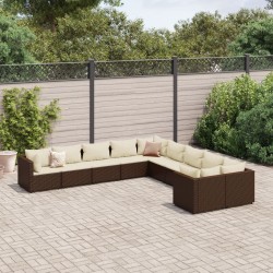 10 részes barna polyrattan kerti ülőgarnitúra párnákkal