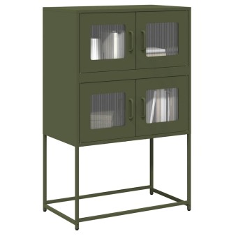 Highboard olívazöld 68x39x107 cm acél