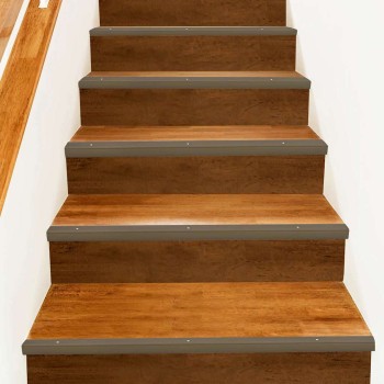 Lépcsőélvédők 10 pcs barna 67 x 3 x 2 cm alumínium