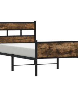 Füstös tölgy színű szerelt fa ágykeret matrac nélkül 90x190 cm