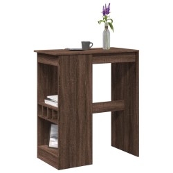 Barna tölgy szerelt fa bárasztal tárolókkal 90x47,5x103,5 cm
