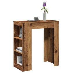 Antik fa színű szerelt fa bárasztal tárolókkal 95x47x103,5 cm