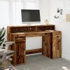 Antik fa színű szerelt fa íróasztal led-ekkel 140 x 55 x 91 cm